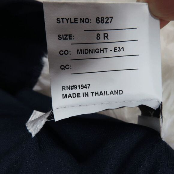 After Six Style 6827 Midnight Navy Crepe Bow-Neck Open-Back Trumpet Gown 14 - Picture 8 of 12